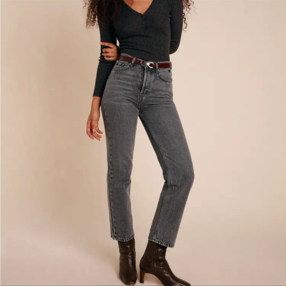 Rouje Marais Straight Leg Jeans Light Grey Wash Size 24 - Picture 11 of 12